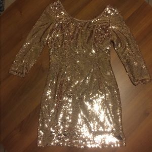 Gold sequin mini dress